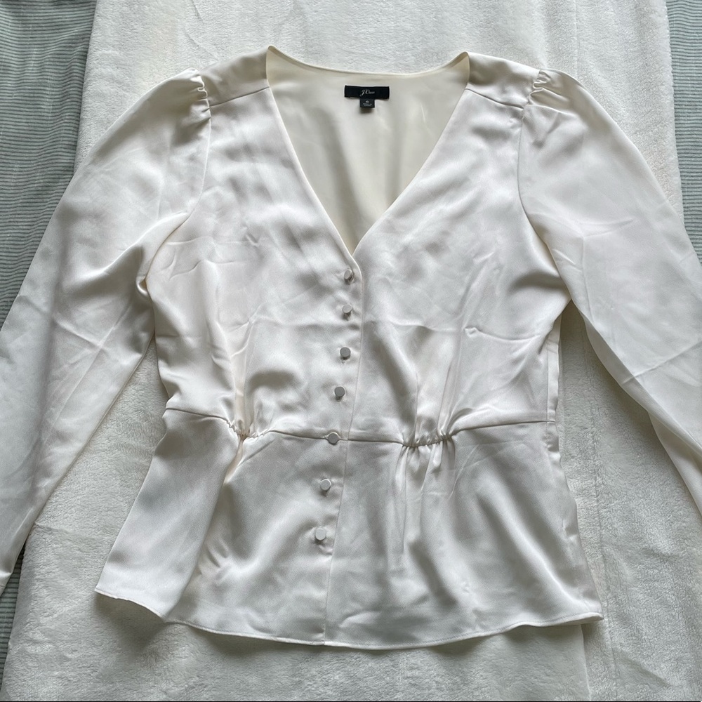 J. Crew “Silky” White Blouse